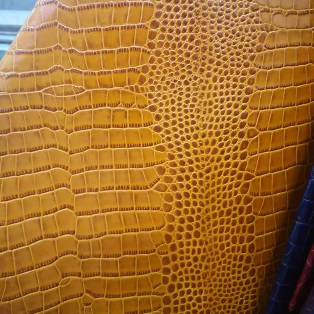 Retro Nature 1.0-1.4 MM Vegetable Tanned Crocodile Embossed Real Grain Cow Hide Fabric For Belt Handbag Making