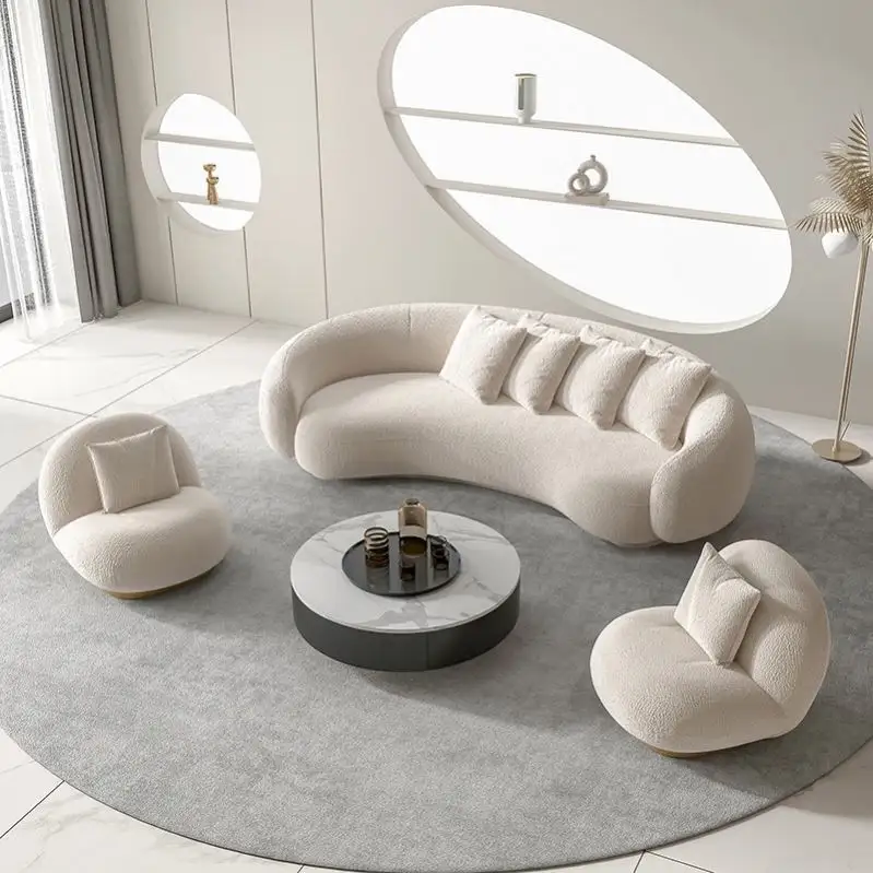 Современная мебель, комфортные белые полумесяцы, круглые облака, кушетки для гостиной, диван, 3 места, изогнутый диван для дома