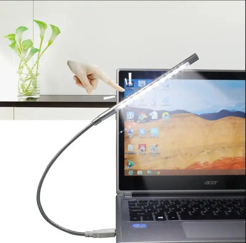 Touch Switch Stick Flexible keyboard Reading bright Lamp 10 LED USB Light for desk computer laptop