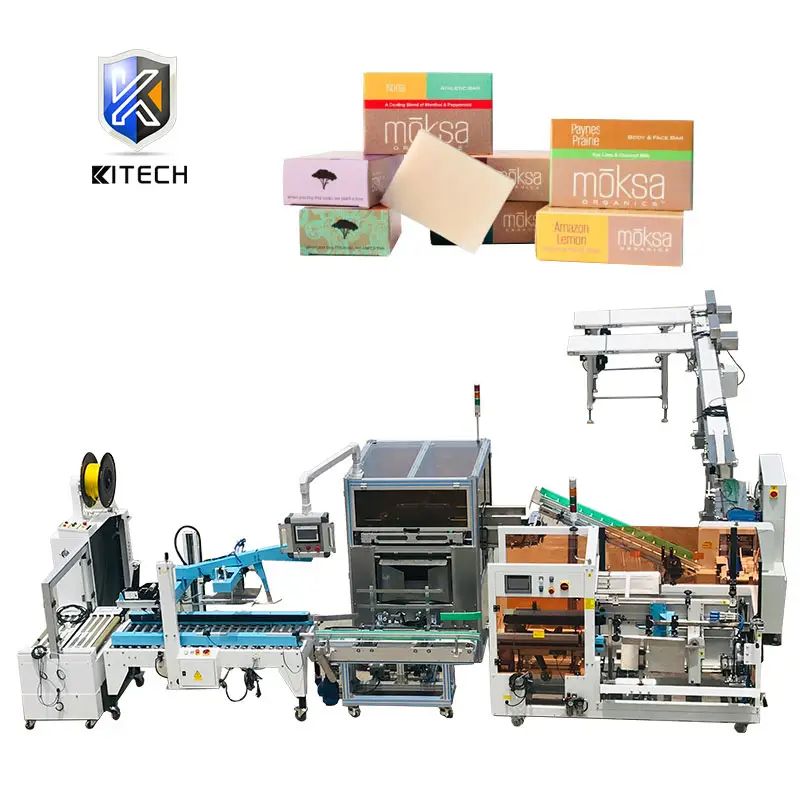 Automatic flow wrapper soap cartoning machine with primary secondary and transport packaging