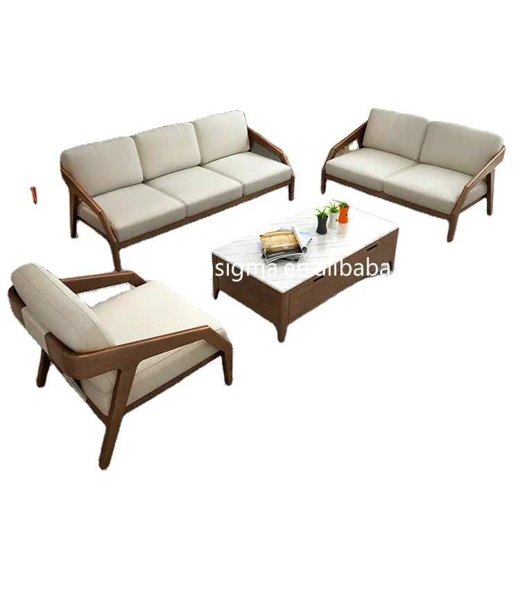 Прочная мебель для гостиной в простом дизайне, классический деревянный диван