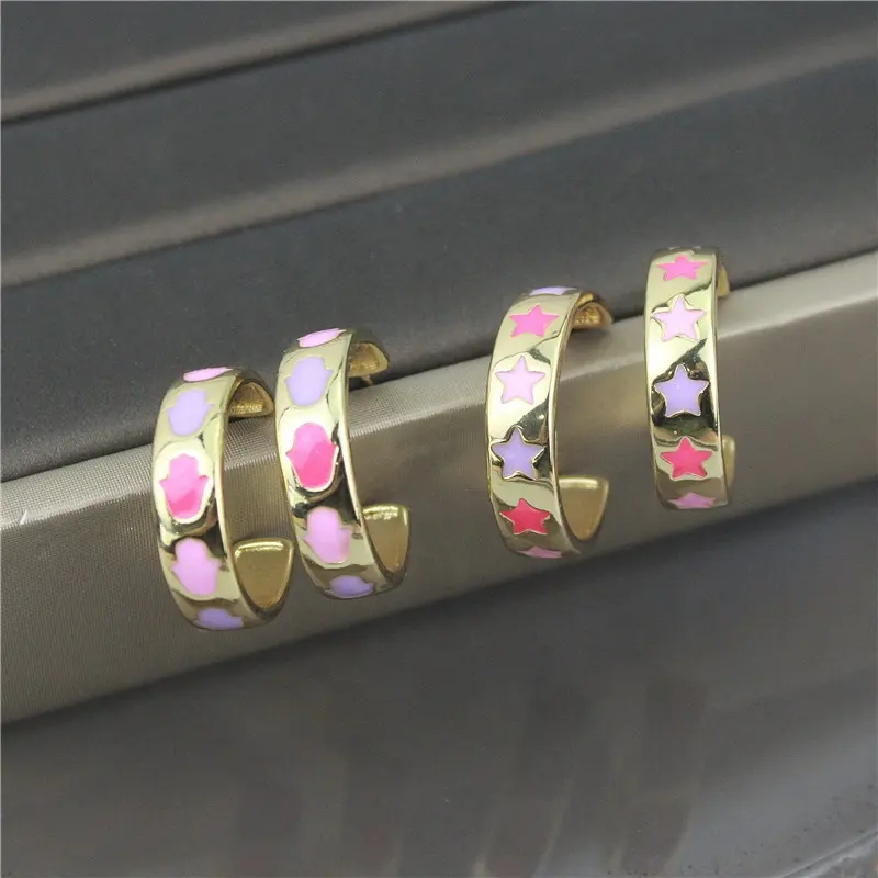 CH-CKE0290 Beautiful color enamel earring,plating copper enamel hoop earring,fashion enamel jewelry wholesale