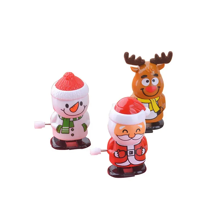 Plastic Lovely Christmas Clockwork Toy Wind up Santa Clause Toy Kids Gift Party Toys