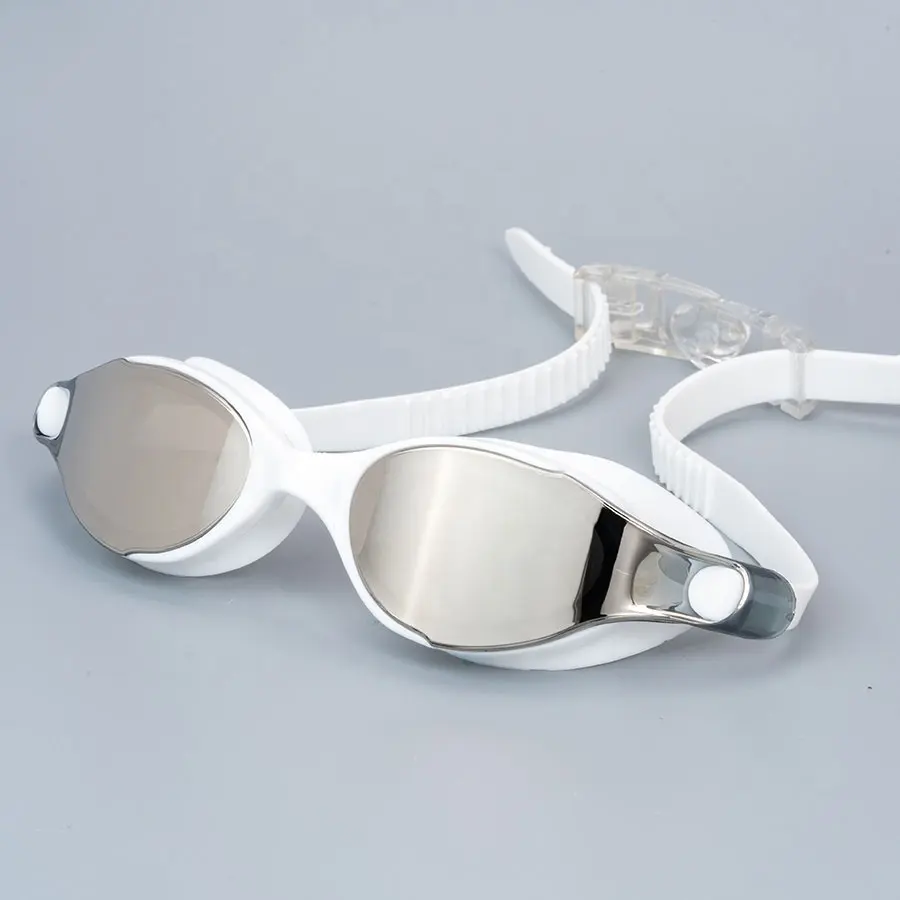 Пользовательские логотип зеркальные линзы силиконовый ремешок конкуренции анти-УФ защита противотуманные очки для плавания