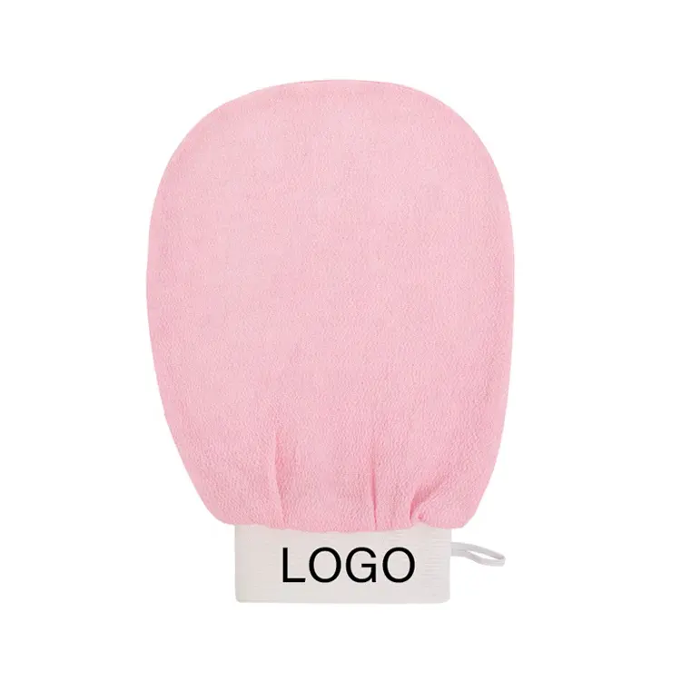 Gloway In Stock Custom Logo Rayon 150D 250D Spa Natural Shower  Peeling Glove Pink Viscose Exfoliating Mitt Scrubber Gloves