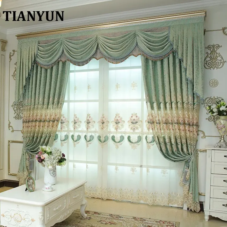 Modern Readymade Valance Chenille Polyester Window Curtains For The Living Room Elegant