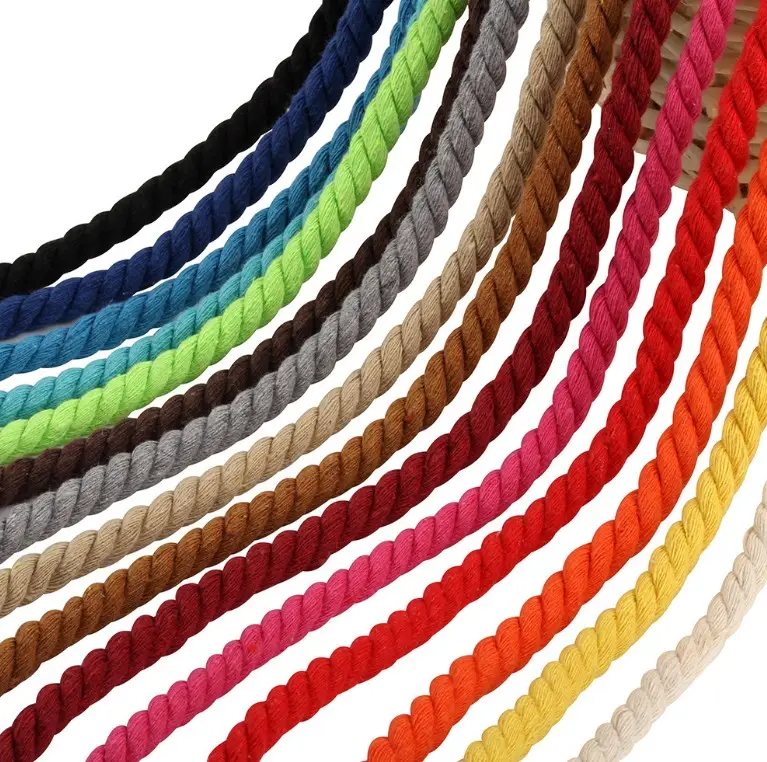 8 мм веревка из хлопка толстые 3-нитки скручены цветной хлопковый шнур