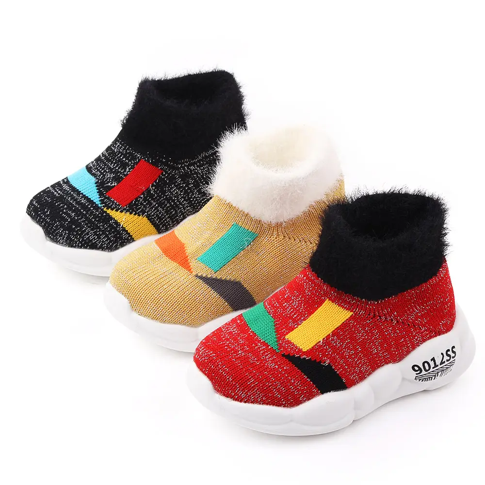 High quality add plush warm kids toddler socks shoes unisex