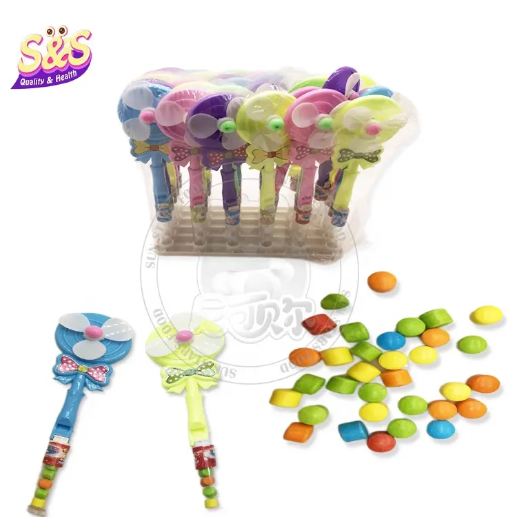 Halal Plastic Fun Pinwheel Fan Toy Candy Fruit Flavored Toy Pressed Candy