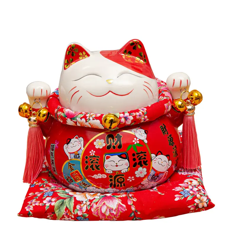 6 Inch Home Decoration Creative Ceramic Crafts Maneki Neko Lucky Cat Mini Feng Shui Lucky Cat Charms Porcelain SCULPTURE CN;FUJ