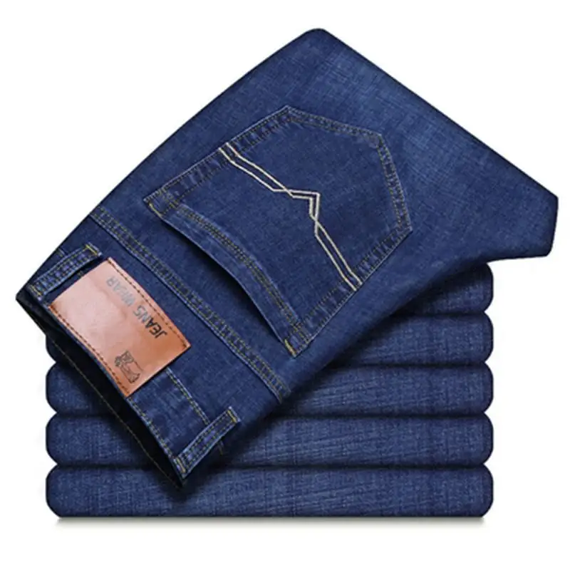 Высокое качество Толстые стрейч мужские джинсы свободные прямые трубки с высокой талией Плюс Размер повседневные