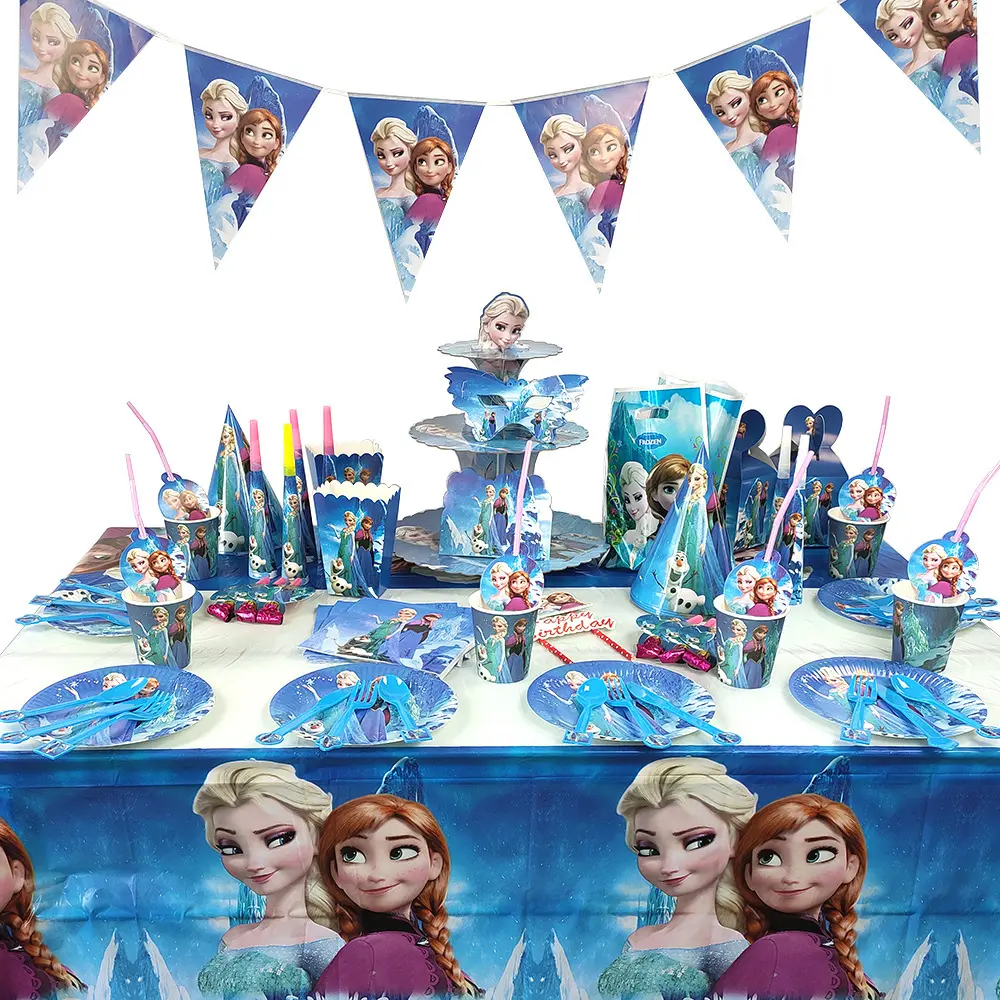 Wholesale Party Decoration Supplies Pack Disposable Tableware Set For Girls Birthday