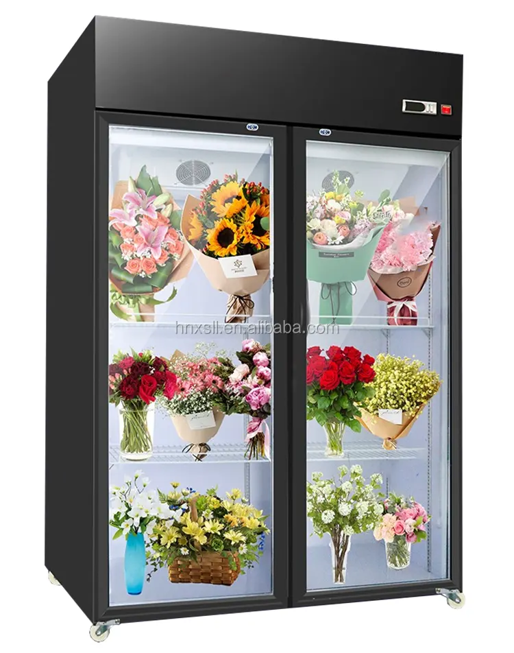 2021 новый дизайн Цветочная стеклянная дверь цветочный сохраняющий свежесть холодильник дисплей кулер витрина холодный холодильник
