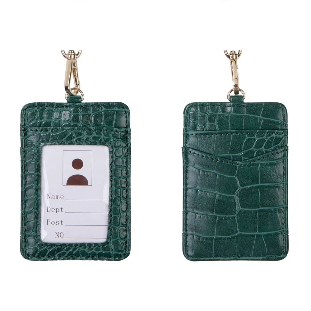 2020 Wholesale Company Staff Card Holder Snake Pattern PU Badge Employee ID Card Holder For Women Men