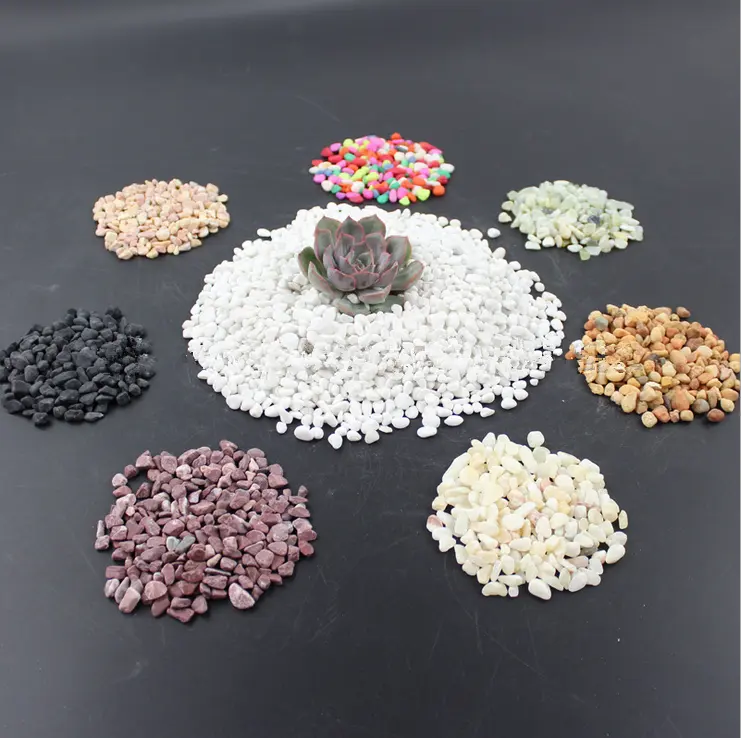 Garden decoration rocks black crushed stone mixed colors gravel stone for Plant growing