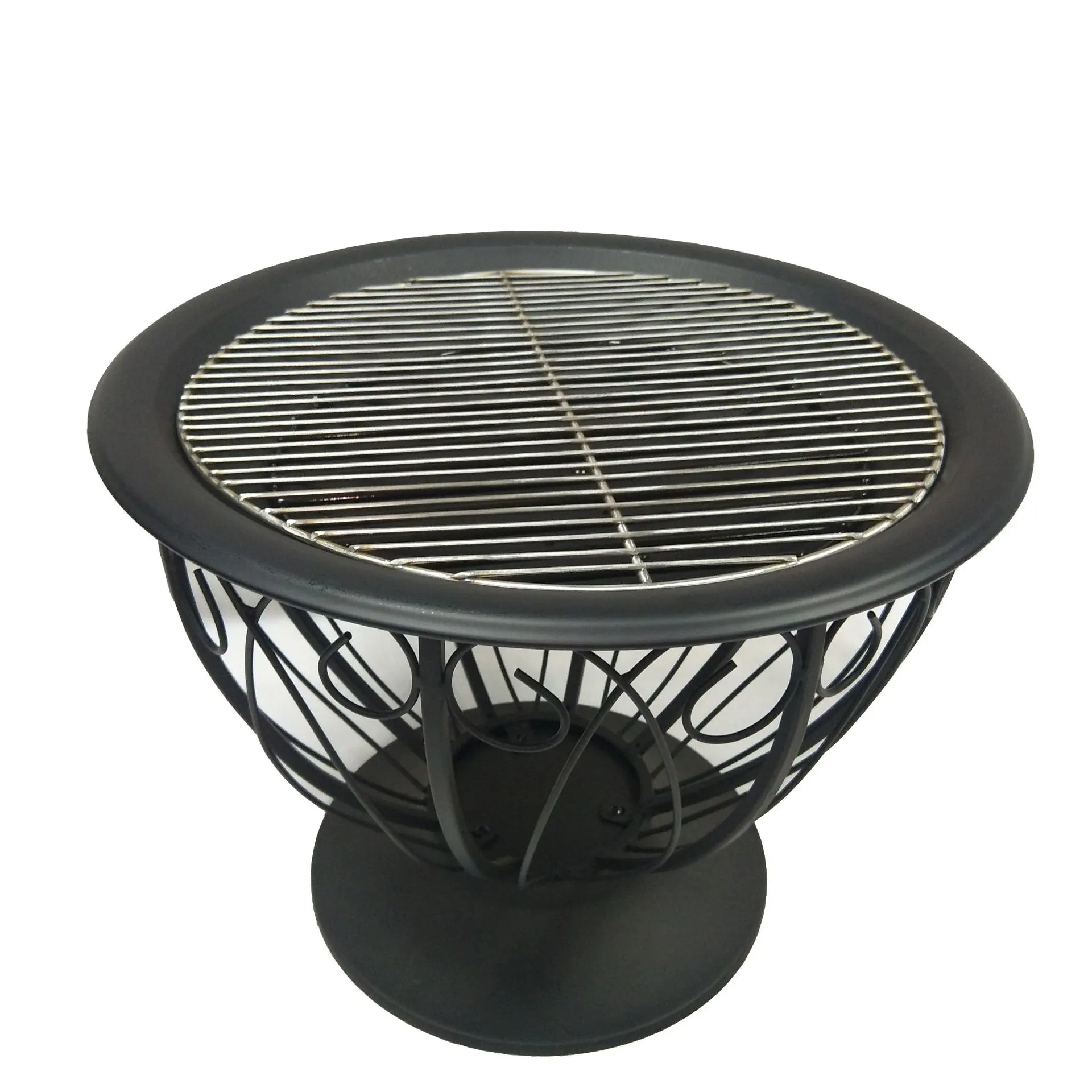 Outdoor Black Portable Wood Burning Metal Fire Bowl Bbq Grill Cooking Fire Pit Garden Patio Camping