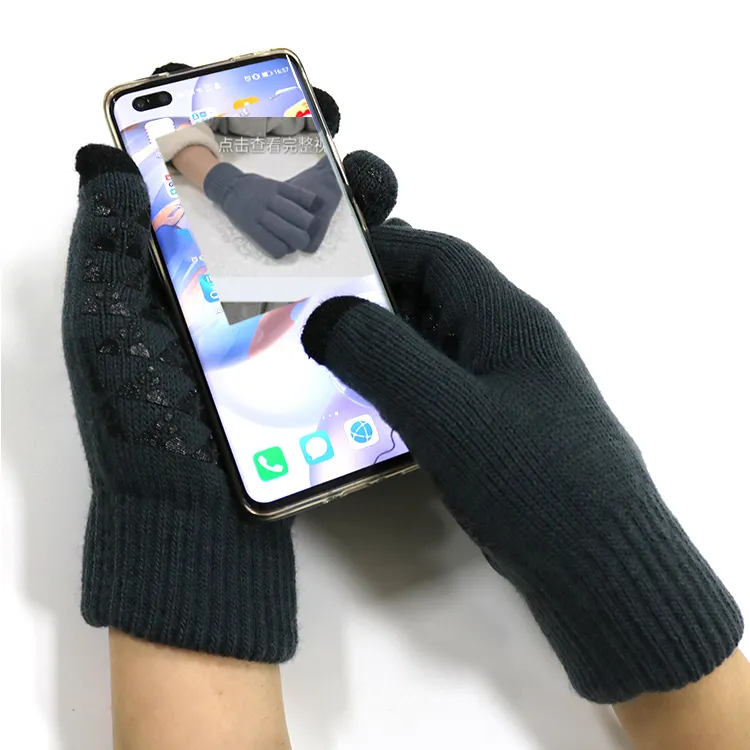 Оригинальные акриловые зимние перчатки для сенсорного экрана, женские и мужские теплые эластичные вязаные шерстяные варежки, перчатки для сенсорного экрана