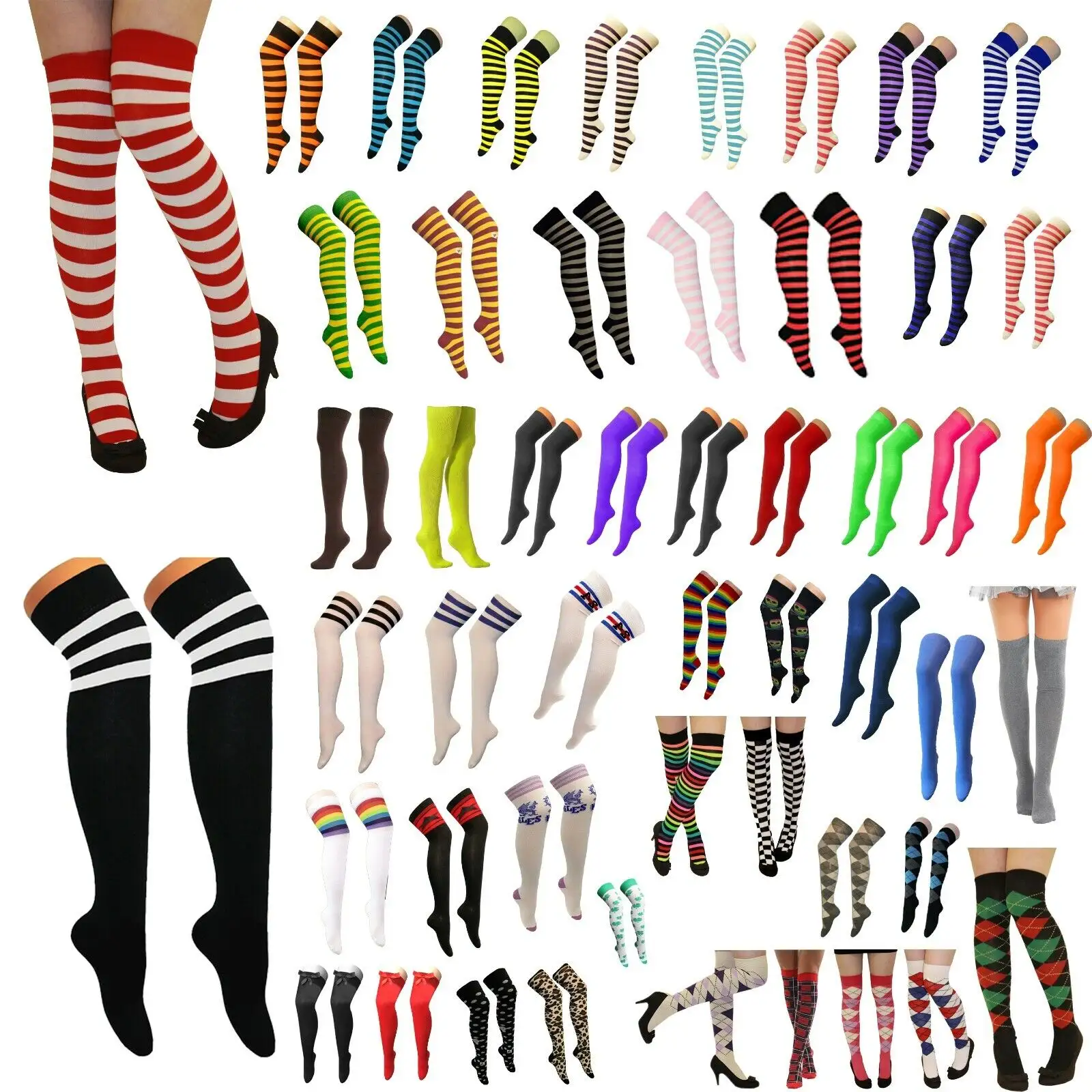 China factory Custom Ladies Girls Over The Knee Socks Thigh High Women Referee Striped Plain outdoor Socks