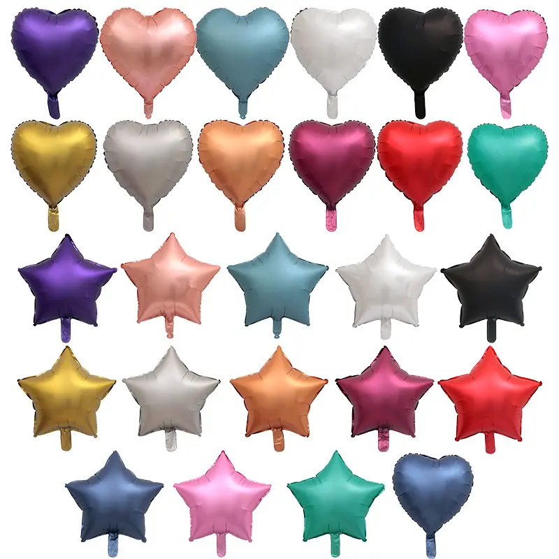 18 inch Metallic Matt Balloons Chrome Helium Foil Star Heart Metalicos Cromo Globos For New Year Wedding Holiday Party Decor