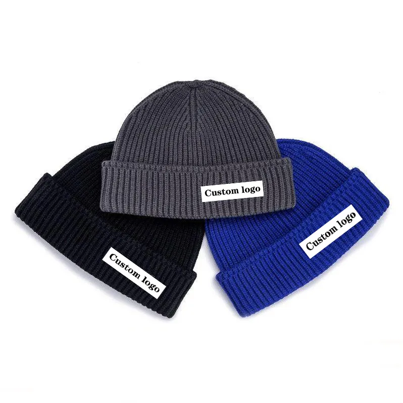 Hot Sale 100% Acrylic Custom Logo Factory Knitted Winter Warm Designer Hats Beanies