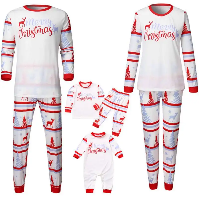Christmas Family Parent-child Suit Printing Cotton Soft Two-piece Christmas Pajamas Outfits