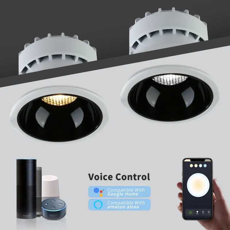 New smart dimmalbe cct adustable voice control app control zigbee smart led recessed downlight