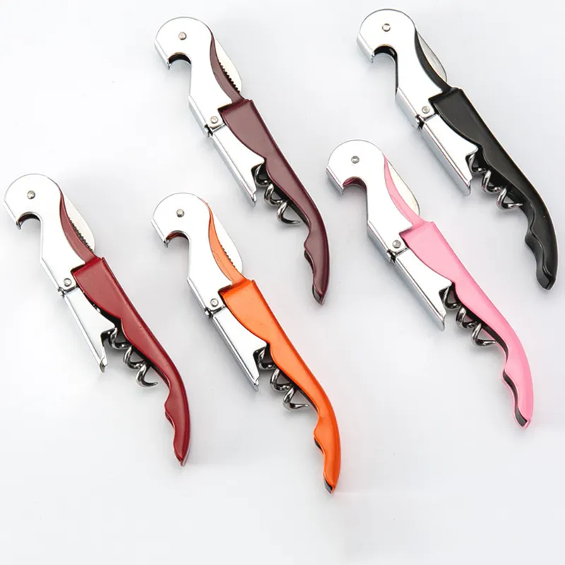 Custom Logo Bottle Wine Metal Opener Professional Folding Stainless Steel Corkscrew