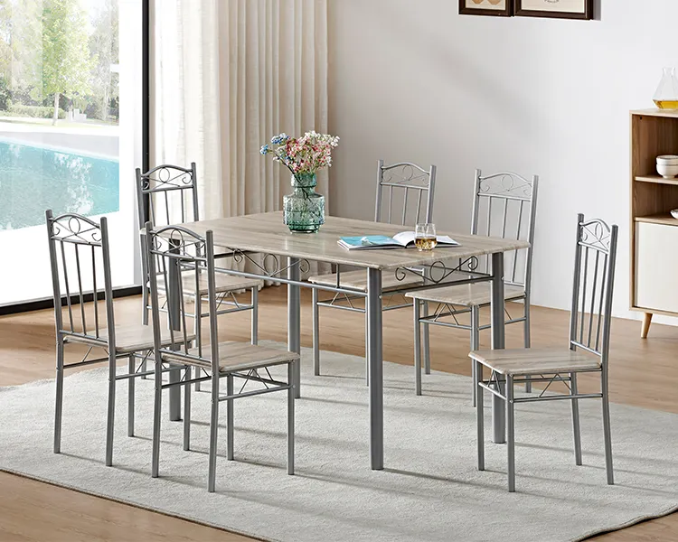 Top Selling Wood Dining Table And Chairs 6 Seats Kitchen Table Sets Modern Simple Style Home Dining Table Set