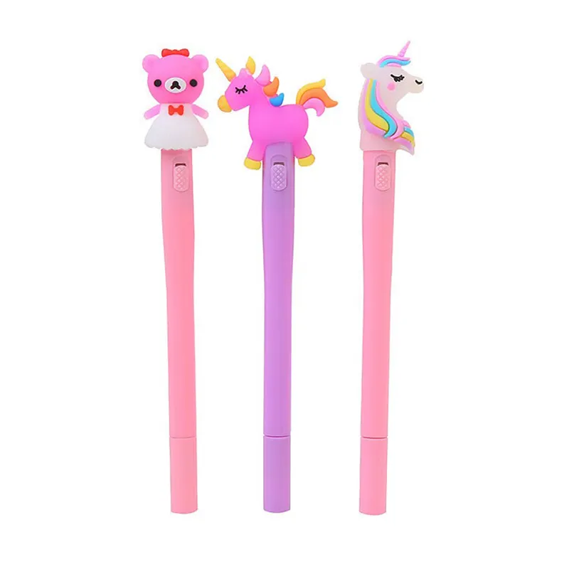 Promotional Cartoon Cute Kawaii Stationery Plastic Gel Led Light Ballpoint Pen Ballpen Set