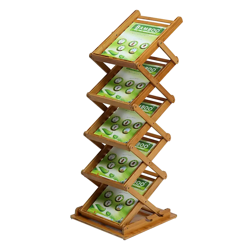 Foldable Zigzag A4 A5 Magazine Rack Catalog Paper Brochure Store Holder Stand