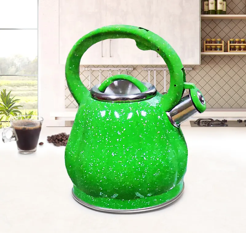 3L Pumpkin Shape Kettle Stainless Steel Stovetop Portable Teapot With Wooden Handle Whistling Kettle