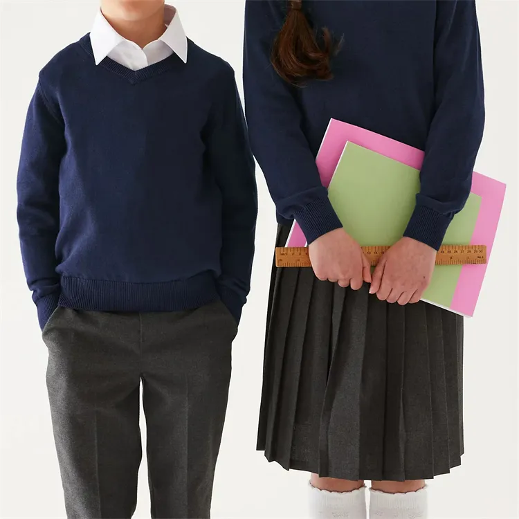 Высококачественный новый жилет на заказ, вязаная школьная форма без рукавов, детский школьный свитер для школы