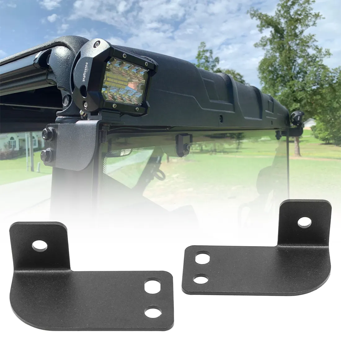 Wholesale Black Rear Roof Pillar Roll Cage Bar Reverse LED Backup Light Pod Mounting Brackets Fits for Polaris Ranger