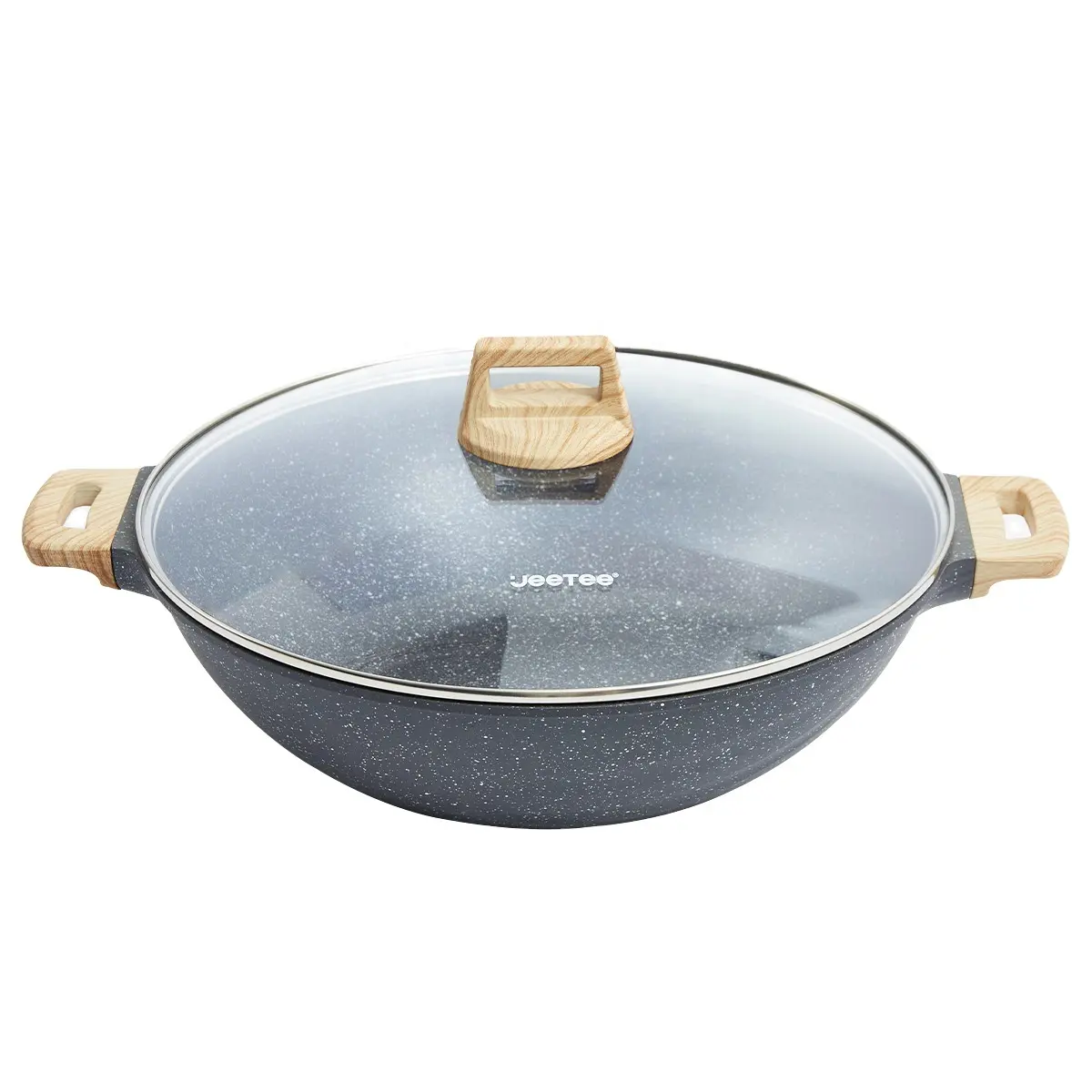 Induction Bottom Wok Aluminum Marble Coating Non Stick Wok Pan New Style 36CM with Double Bakelite Handle 2 Handles WOKS Support