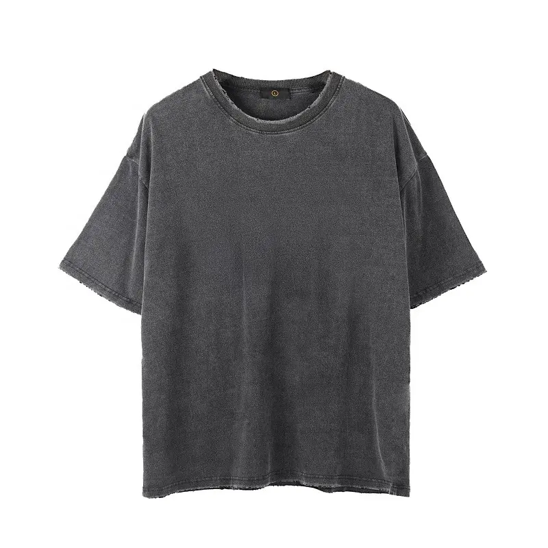 Wholesale Men Hip Hop Printed 100% Cotton Oversize Acid Wash T-Shirt