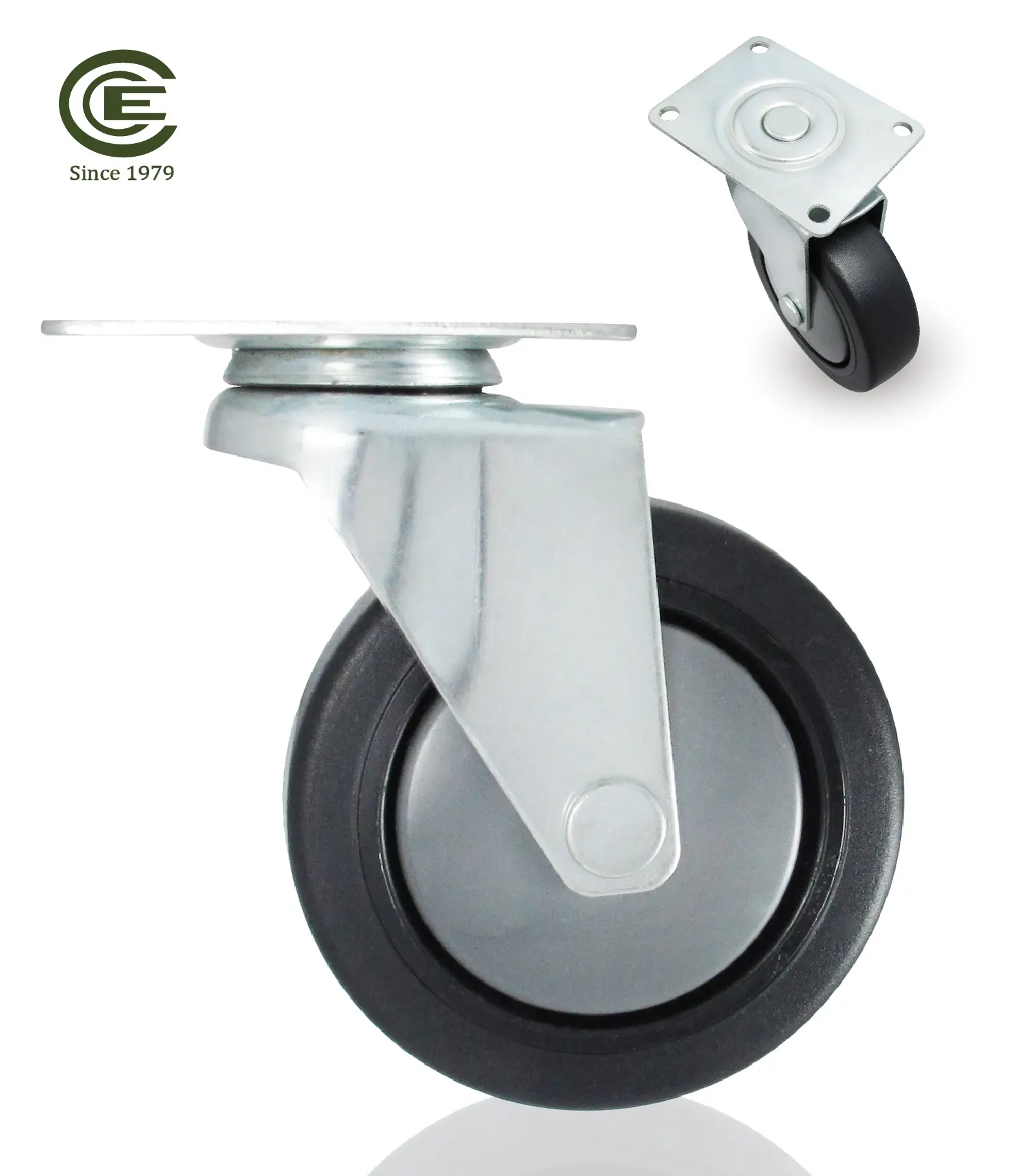 Ролик CCE 75 мм, поворотный, полипропиленовый сердечник, TPR колеса для кухонной мебели