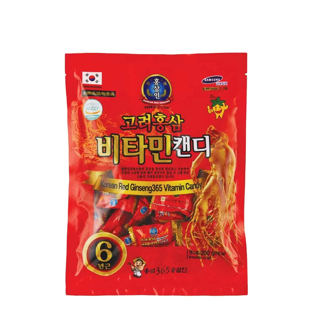 Korea Geumsan Vitamin 6 Year Panax Red Ginseng Root Extract Containing Candy  200g Bag 