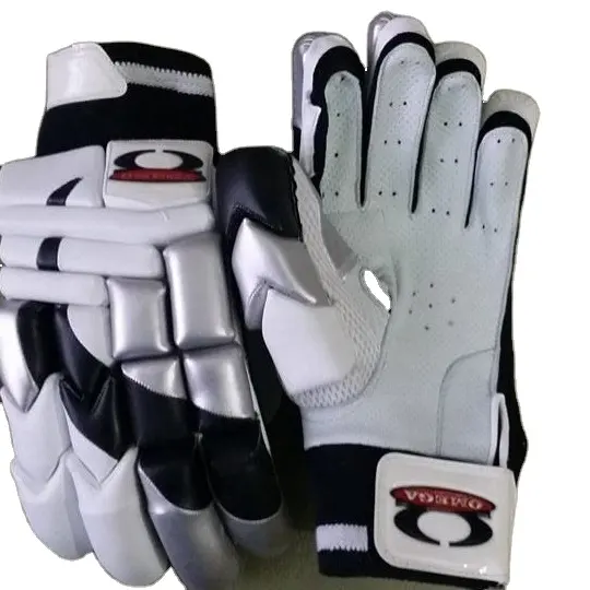 Cricket Batting Gloves Color Black & White with Buyers Logo