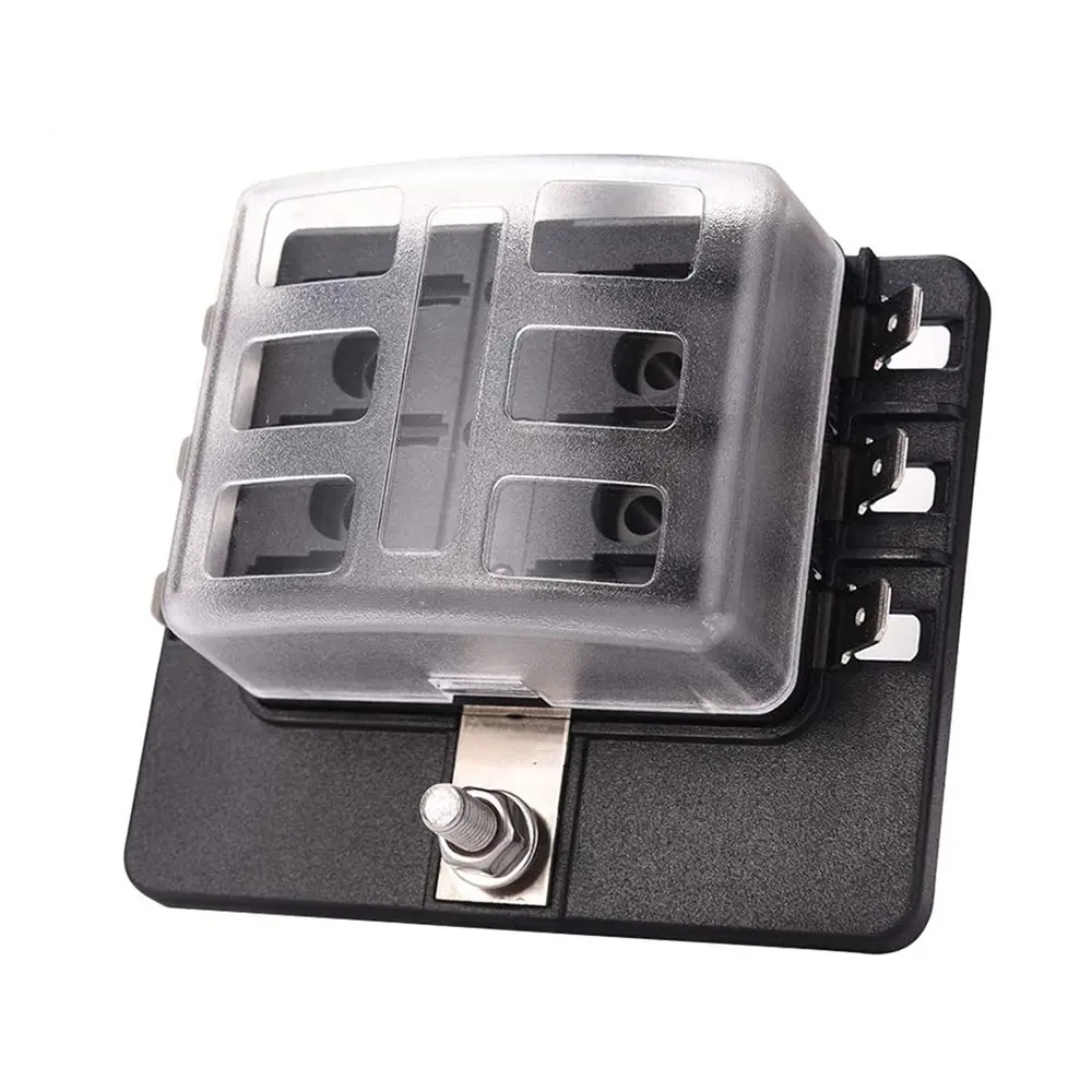 MICTUNING Waterproof LED Illuminated Automotive Blade Fuse Holder Box 6-Circuit Fuse Block with Cover