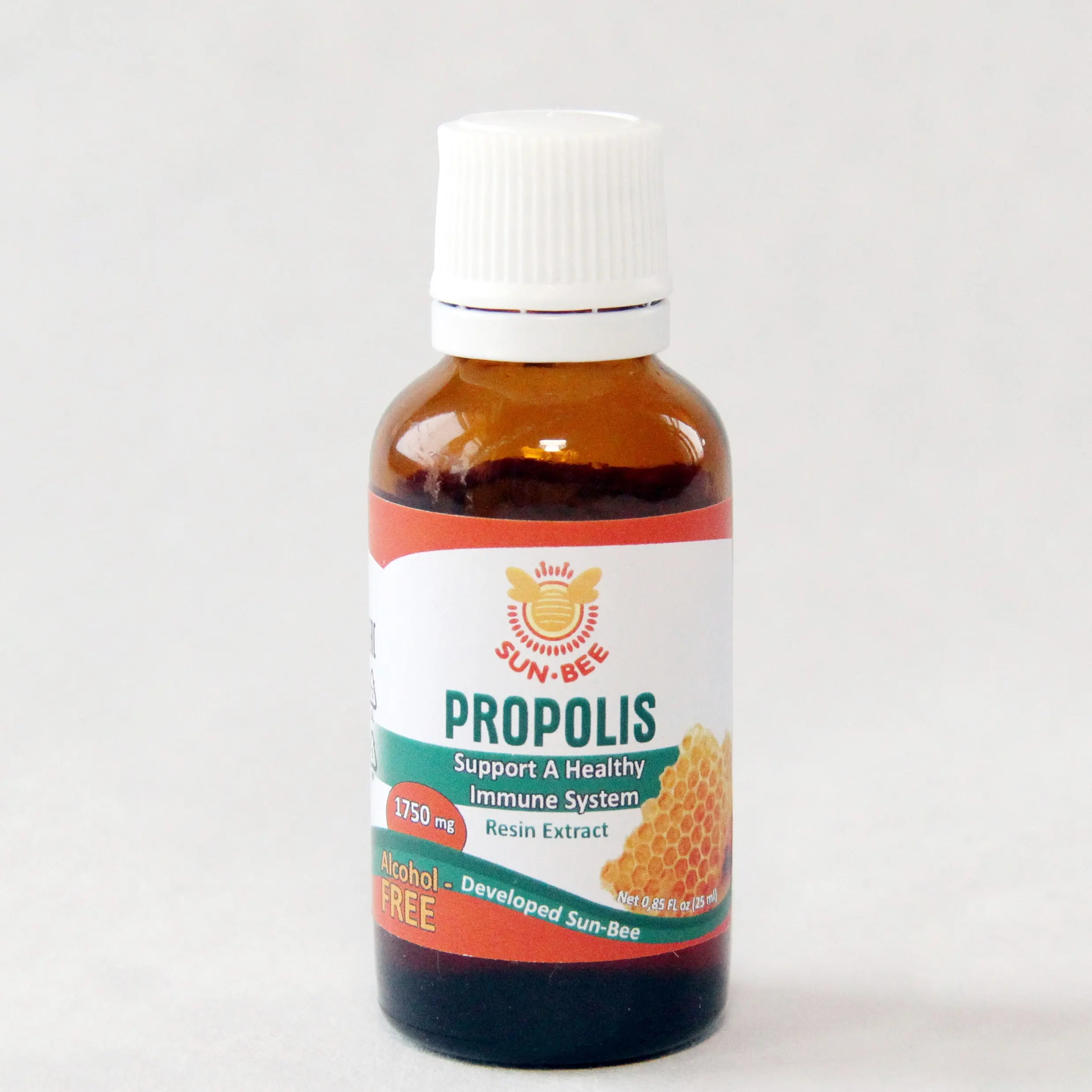 Propolis Resin Exstract packaged in a glass bottle 25 ml alcohol free