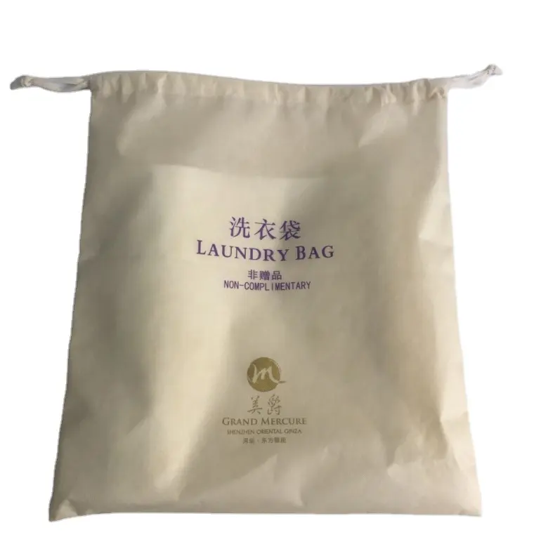 Hospitality 35*50CM 40G Hotel Laundry Bags  Non-woven Heavy Duty Laundry Bag Drawstring  Travel Dirty Clothes Bag