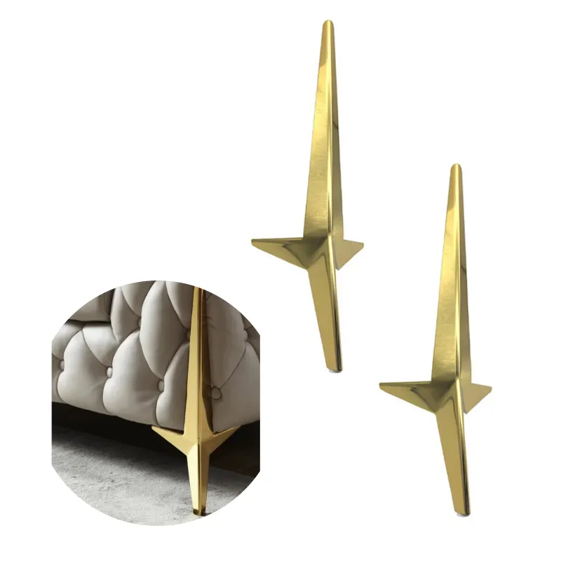 WELLTOP Black Golden Sofa Furniture Legs European Light Luxury Style Sofa Legs Custom Legs Metal Gold Base VT-03.071