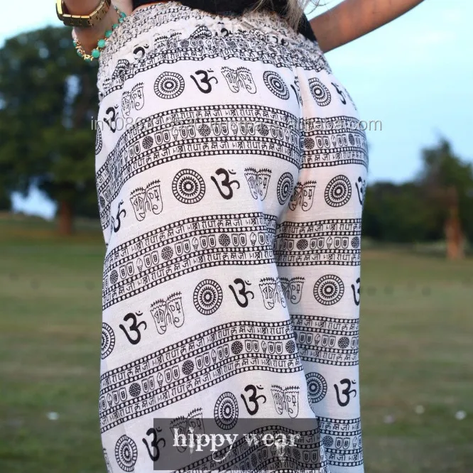 Harem Aladdin Gypsy Pants Secret Santa Om Aum White Indian Boho pant Ali baba Hippie Baggy Pants Afghani Unisex wholesale