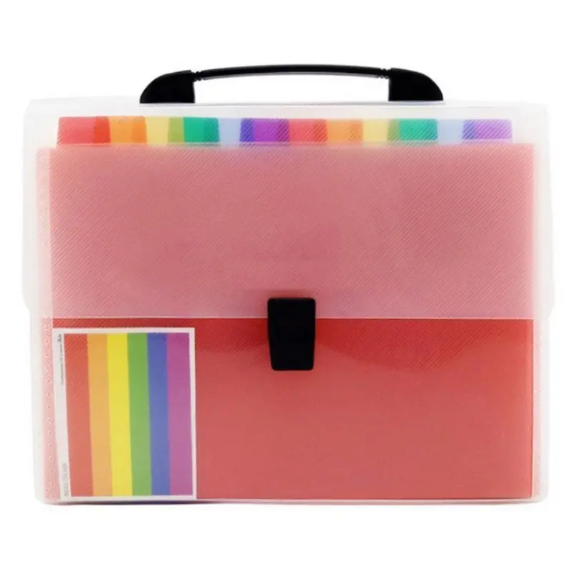 Expanding File Folder Portable Rainbow Document Organiser Multicoloured Plastic Expandable Organizer Wallet Case 4 Pack