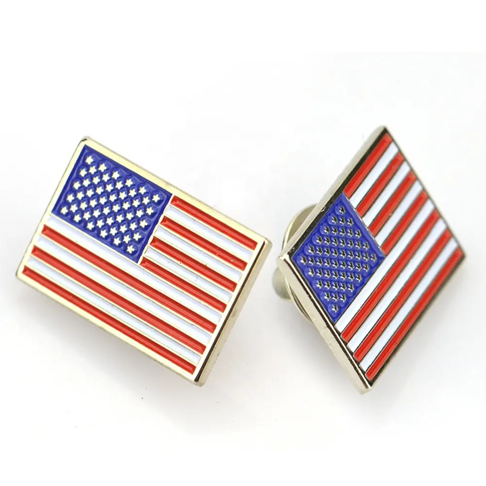 Оптовая продажа, недорогая металлическая эмалированная заколка для лацканов с американским флагом