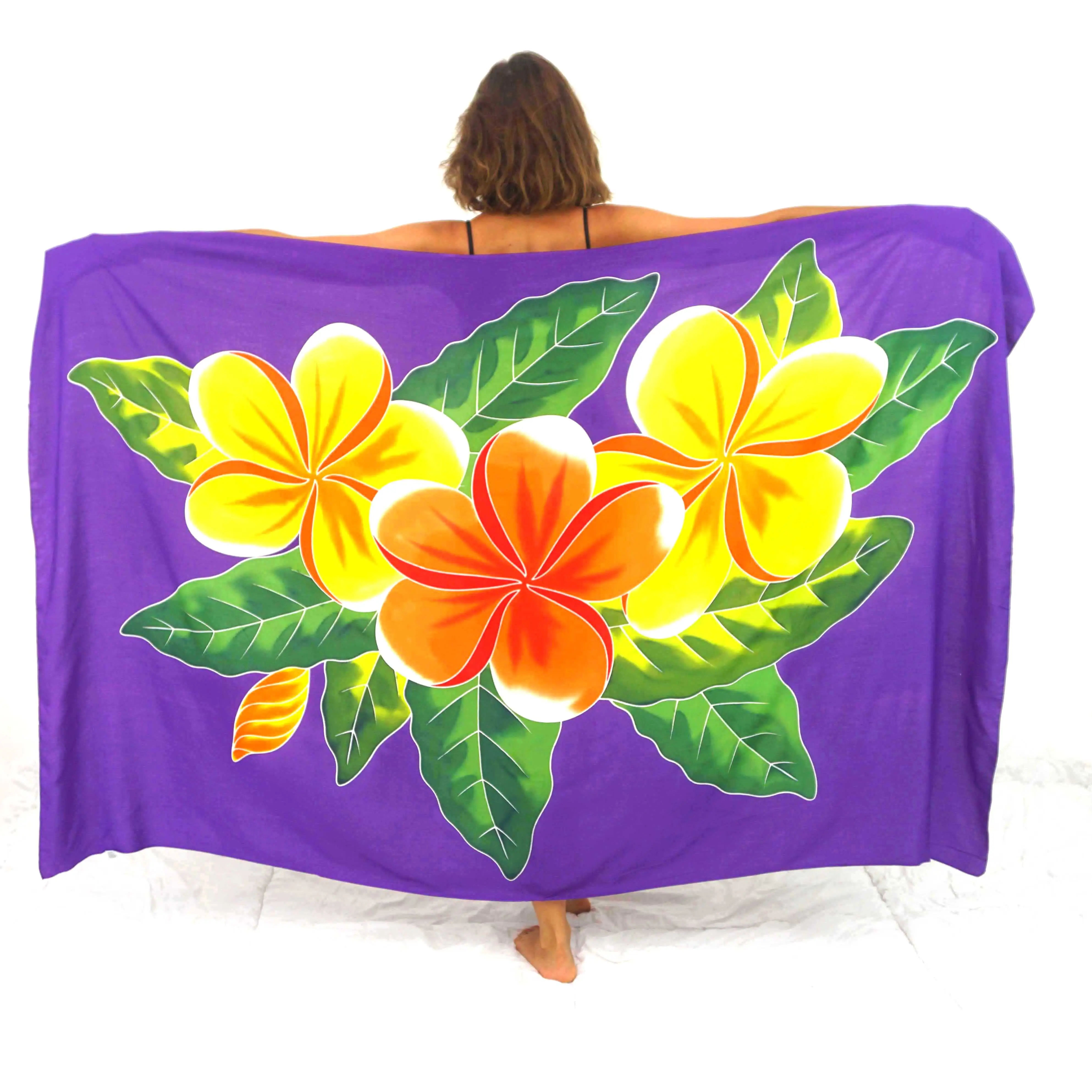 Best Hawaiian Sarong Pareo Hand Painting 100% Finest Rayon Quality Wholesale Bali Manufacturer Beachwear Cover Up HP045-005R1