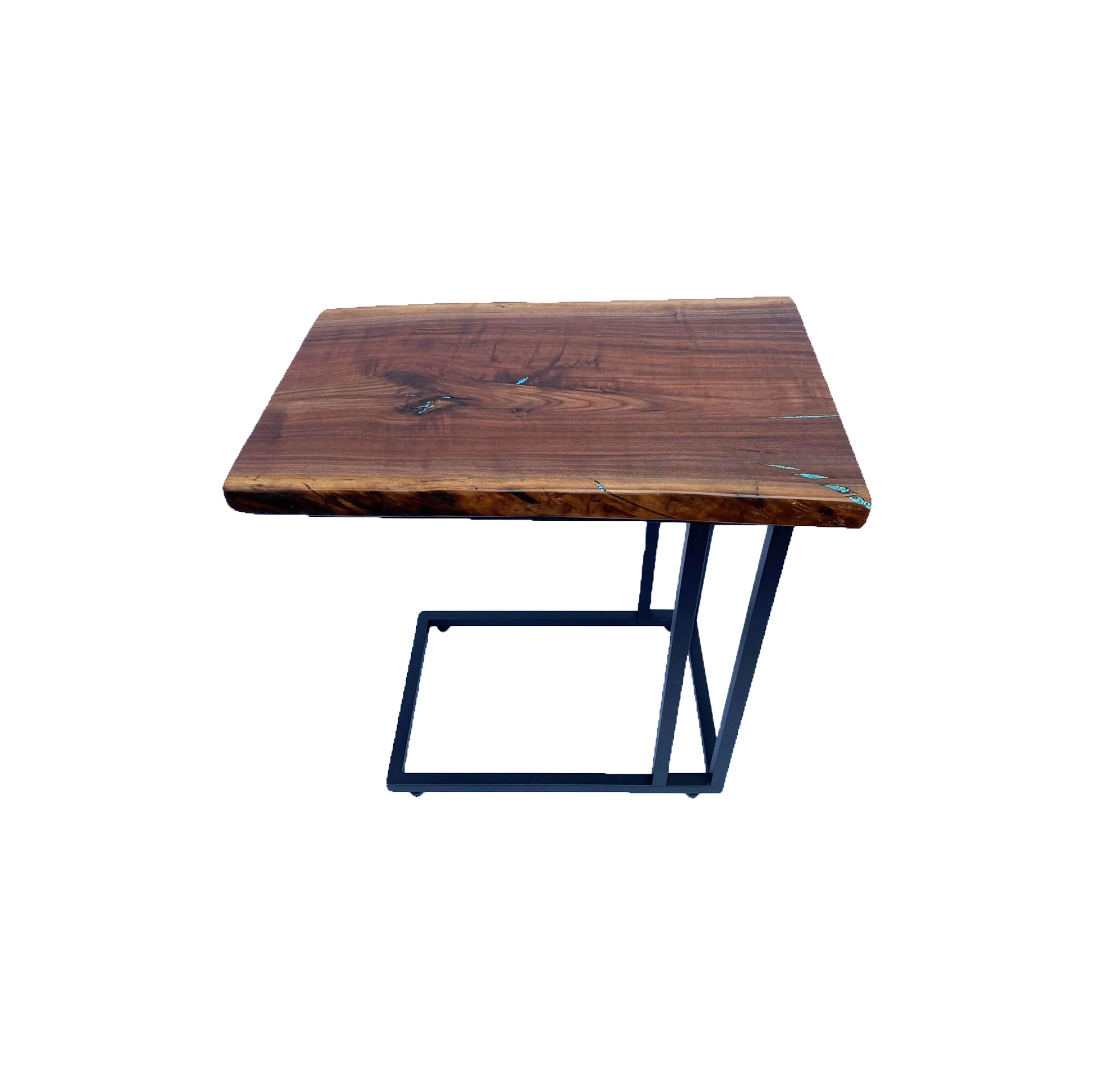 Новейший Классический дизайнерский деревянный стол, боковой столик C-образной формы с деревянным столом и металлической рамой, Деревенский коричневый