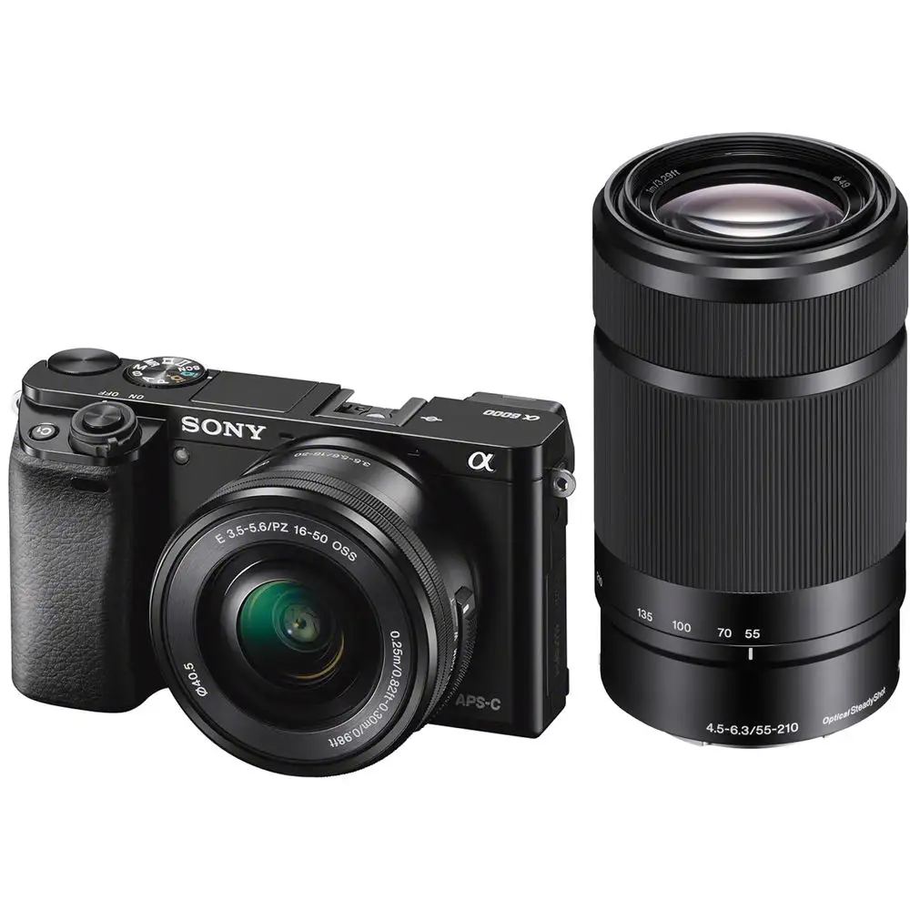 SONY A6000 Black TWIN KIT SEL 16-50MM F3.5-5.6 OSS Black SEL 55-210MM F4.5-6.3 OSS Black