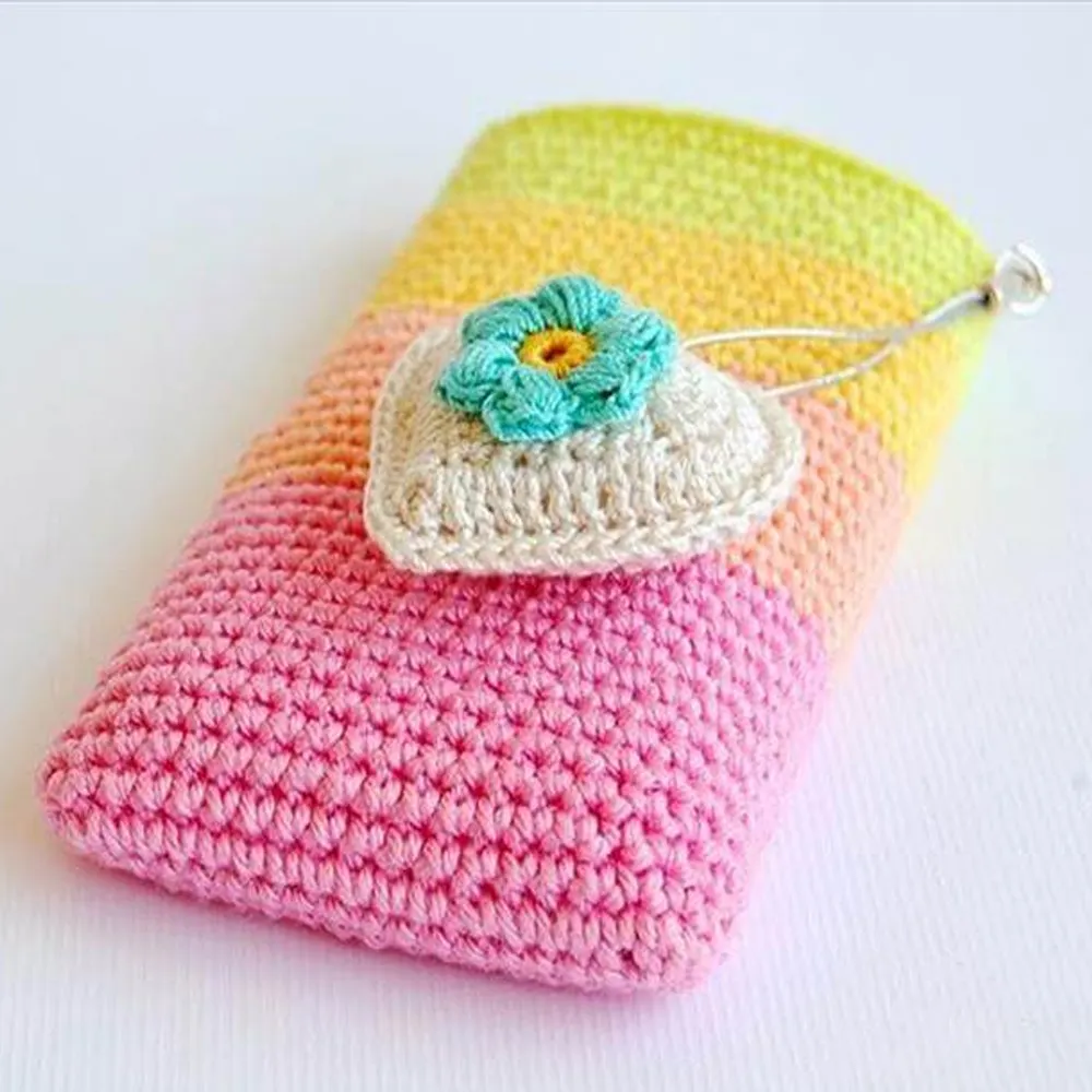 Crochet Handmade Mobile Cover-Pouch-Polyster Made-Gift For Her-Antique