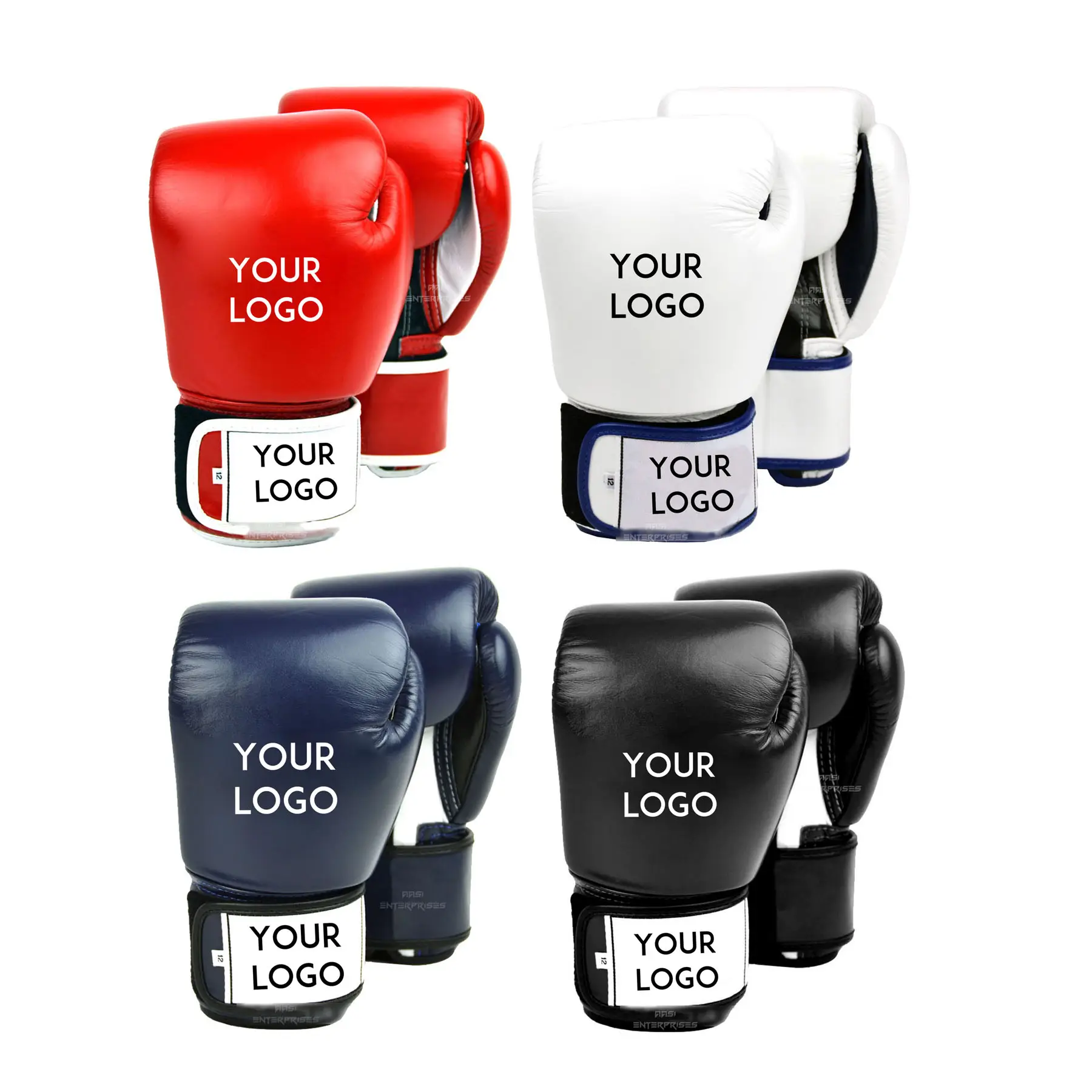 Customized Logo Leather Boxing Gloves White